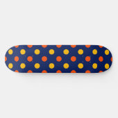 Orange Gelb auf Blau Punkte Design Skateboard (Horizontal)