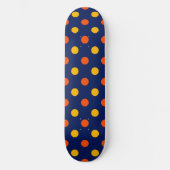 Orange Gelb auf Blau Punkte Design Skateboard (Vorderseite)