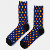 Orange Gelb auf Blau Punkte Design  Socken (Linkes Detail)