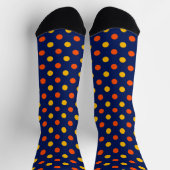 Orange Gelb auf Blau Punkte Design  Socken (Oben)