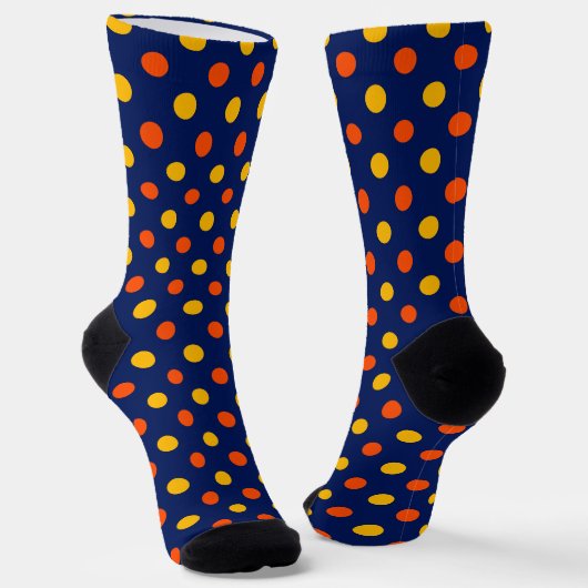 Orange Gelb auf Blau Punkte Design  Socken (Gewinkelt)