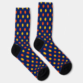 Orange Gelb auf Blau Punkte Design  Socken (Rechts)
