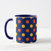 Orange Gelb auf Blau Punkte Design  Tasse (Links)