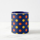 Orange Gelb auf Blau Punkte Design  Tasse (Zentrum)
