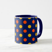 Orange Gelb auf Blau Punkte Design  Tasse (VorderseiteRechts)