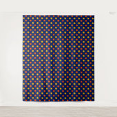 Orange Gelb auf Blau Punkte Design Wandteppich (Vorderseite)