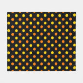 Orange Gelb auf schwarzem Punkte-Design  Fleecedecke (Vorderseite (Horizontal))