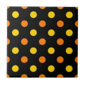 Orange Gelb auf schwarzem Punkte-Design Fliese (Vorderseite)