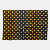 Orange Gelb auf schwarzem Punkte-Design Geschirrtuch (Horizontal)