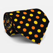 Orange Gelb auf schwarzem Punkte-Design Krawatte (Gerollt)