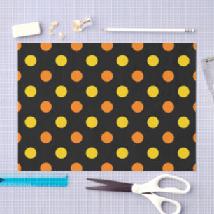 Orange Gelb auf schwarzem Punkte-Design Seidenpapier