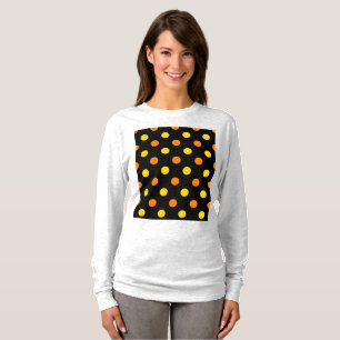 Orange Gelb auf schwarzem Punkte-Design T-Shirt