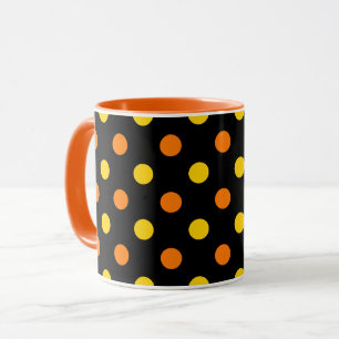 Orange Gelb auf schwarzem Punkte-Design  Tasse