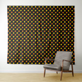 Orange Gelb auf schwarzem Punkte-Design Wandteppich (Beispiel (Horizontal))