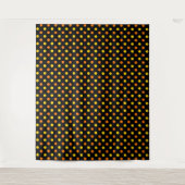 Orange Gelb auf schwarzem Punkte-Design Wandteppich (Vorderseite)