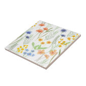 Orange Gelb Blau Aquarell Wildblume Fliese (Seite)