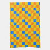 Orange Gelb Blau Kariertes Musterdesign Geschirrtuch (Vertikal)