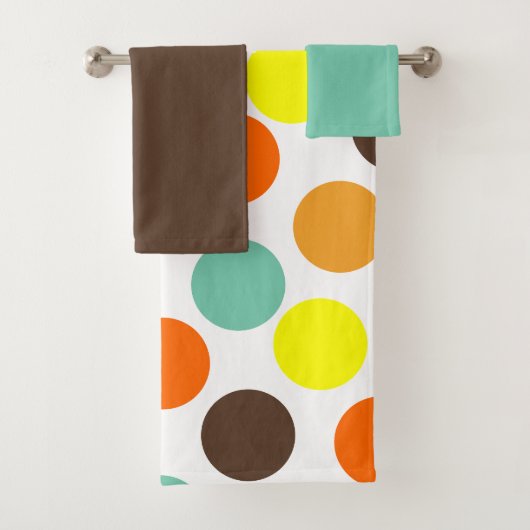 Orange, gelb, braun, blaue Punkte Badetuch Set (Insitu)