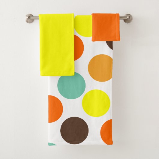 Orange, gelb, braun, blaue Punkte Badetuch Set (Insitu)