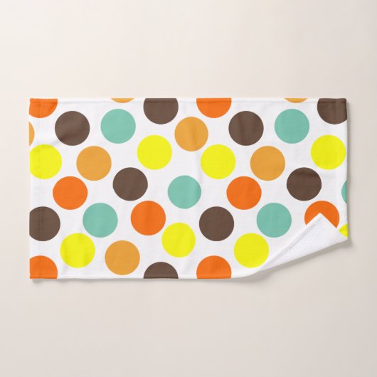 orange, gelb, braun, blaue Punkte Badhandtuch Set (Handtuch)