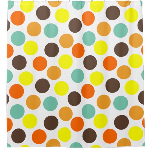 orange, gelb, braun, blaue Punkte Duschvorhang (Vorderseite)