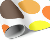 orange, gelb, braun, blaue Punkte Geschenkpapier (Rolleneckpunkt)