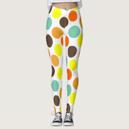 orange, gelb, braun, blaue Punkte Leggings