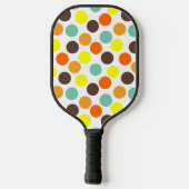 orange, gelb, braun, blaue Punkte Pickleball Schläger (Rückseite)