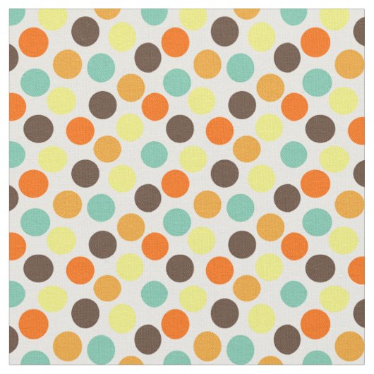 orange, gelb, braun, blaue Punkte Stoff (Nahaufnahme)