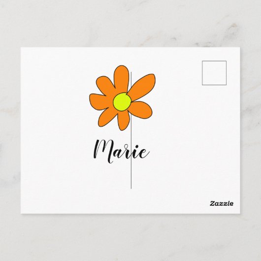 Orange Gelb Daisy abstrakter Admintext weiblich Postkarte (Rückseite)
