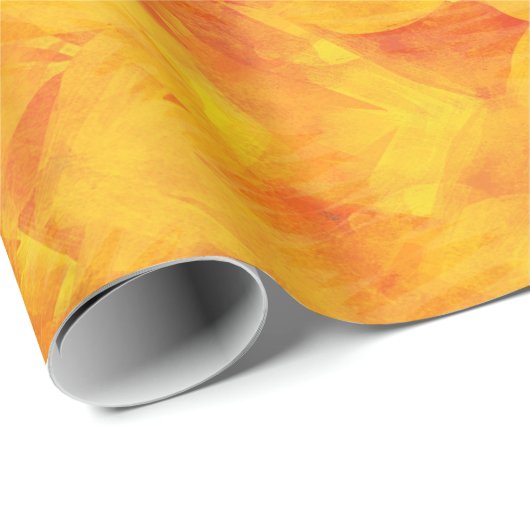 Orange Gelb-gemalter Sonnenschein färbt hübsch Geschenkpapier (Rolleneckpunkt)