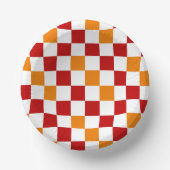 Orange Gelb Grün Kariertes Musterdesign  Pappteller (Vorderseite)