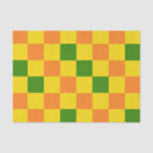 Orange Gelb Grün Kariertes Musterdesign Seidenpapier (Vorderseite)