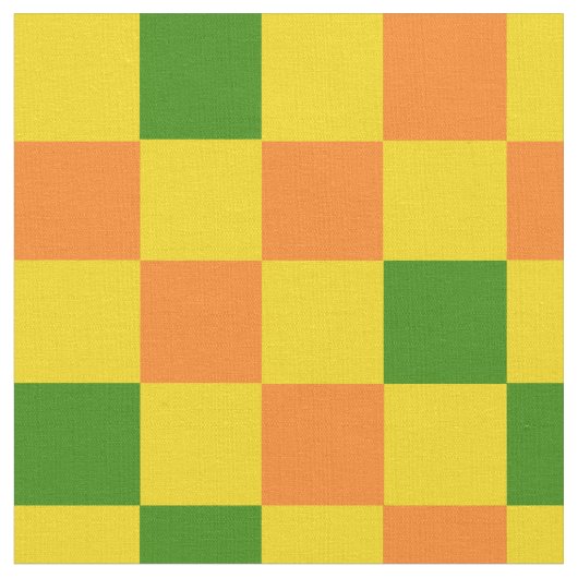 Orange Gelb Grün Kariertes Musterdesign Stoff (Nahaufnahme)