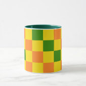 Orange Gelb Grün Kariertes Musterdesign  Tasse (Zentrum)