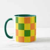 Orange Gelb Grün Kariertes Musterdesign  Tasse (Links)