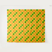 Orange Gelb Grün Kariertes Musterdesign  Wandteppich (Vorderseite (Horizontal))
