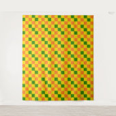 Orange Gelb Grün Kariertes Musterdesign  Wandteppich (Vorderseite)