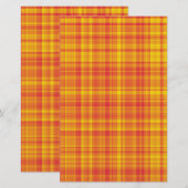 Orange Gelb Kariertes Karomuster Briefpapier (Vorne/Hinten)
