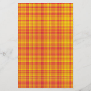 Orange Gelb Kariertes Karomuster Briefpapier