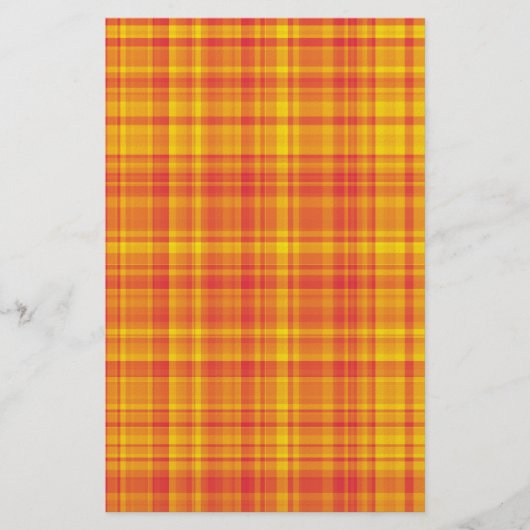 Orange Gelb Kariertes Karomuster Briefpapier (Vorderseite)