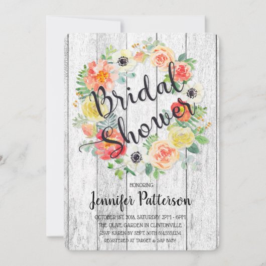 Orange & Gelb Kraut-Brautparty Einladung (Vorderseite)