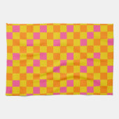 Orange Gelb Pink Kariertes Muster Design  Geschirrtuch (Horizontal)
