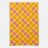 Orange Gelb Pink Kariertes Muster Design  Geschirrtuch (Vertikal)
