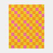 Orange Gelb Pink Kariertes Musterdesign Fleecedecke (Vorderseite)