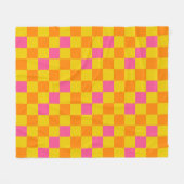 Orange Gelb Pink Kariertes Musterdesign Fleecedecke (Vorderseite (Horizontal))