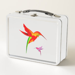 Orange Gelb Und Grüner Kolibri Metall Lunch Box