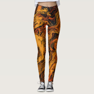 Orange, Gelb und Schwarz Abstrakt Leggings