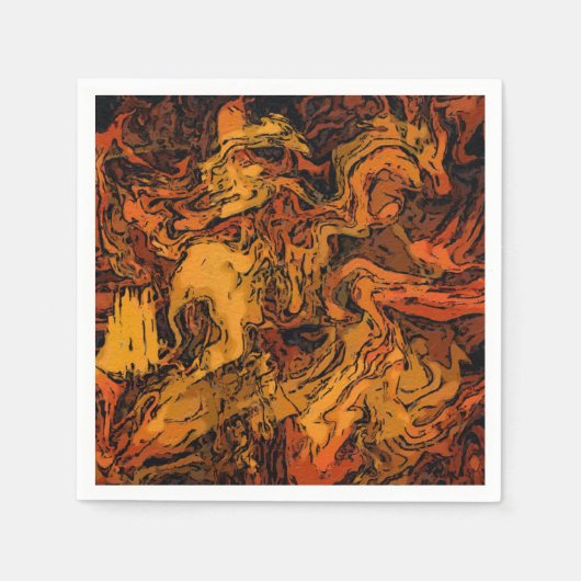 Orange, Gelb und Schwarz Abstrakt Serviette (Vorderseite)