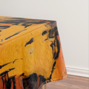 Orange, Gelb und Schwarz Abstrakt Tischdecke